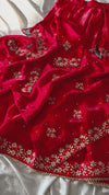 RED NIKAH GHARARA IN DABKA ND KUNDAN WORK ON ITALIAN SHIMAR